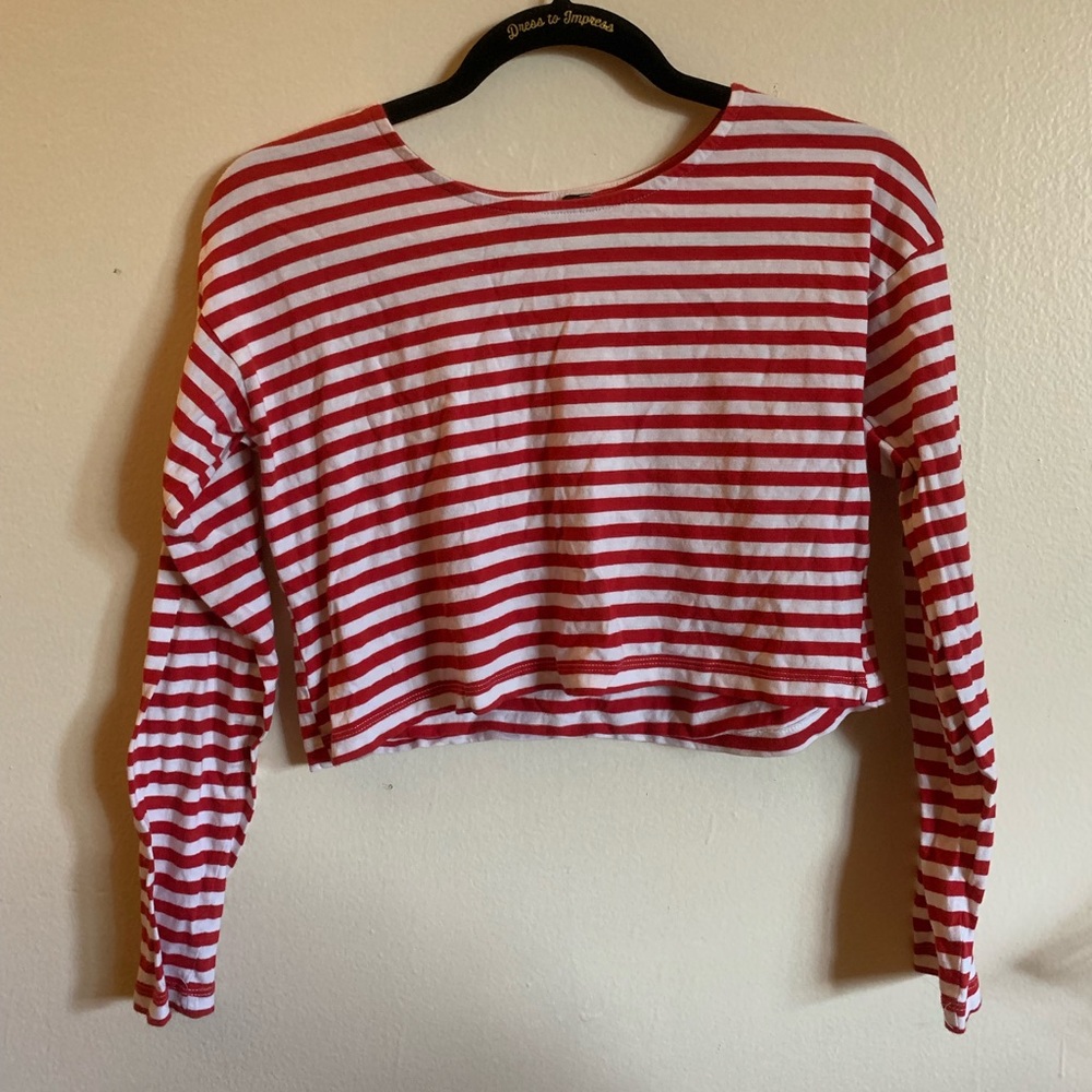 Red Striped Crop Top